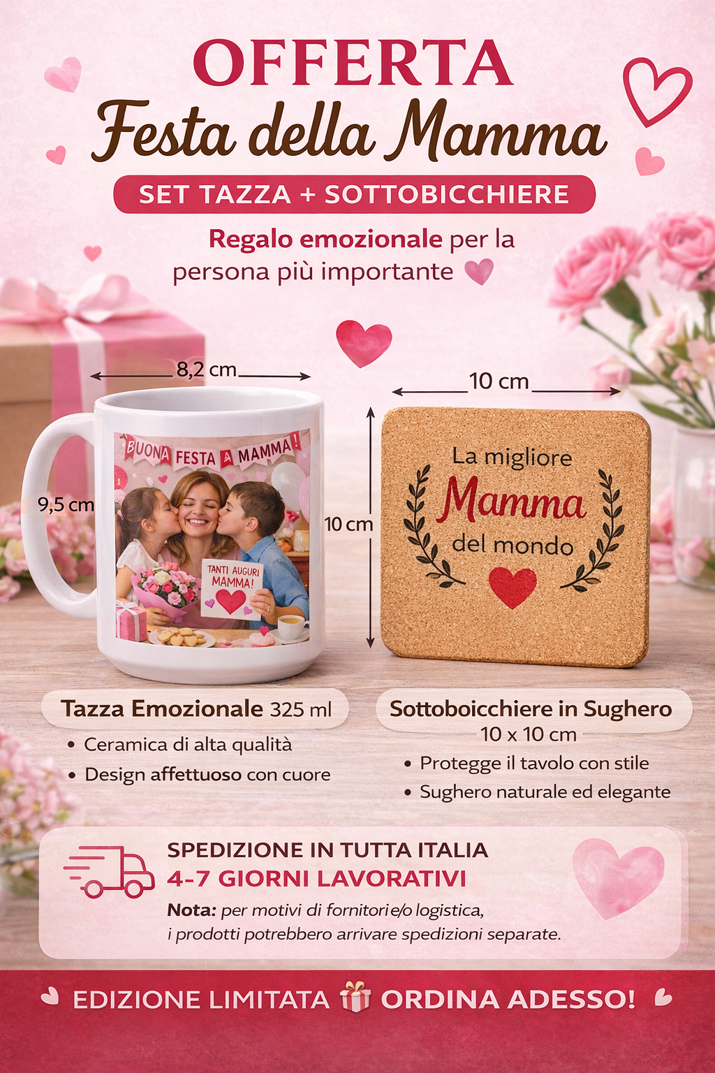 Handmade By Stukk Set regalo con tazza e sottobicchiere, con scritta Mani Off, divertente idea regalo per il lavoro (sottobicchiere Handmade By Stukk Set regalo con tazza e sottobicchiere, con scritta Mani Off, divertente idea regalo per il lavoro (sottobicchiere