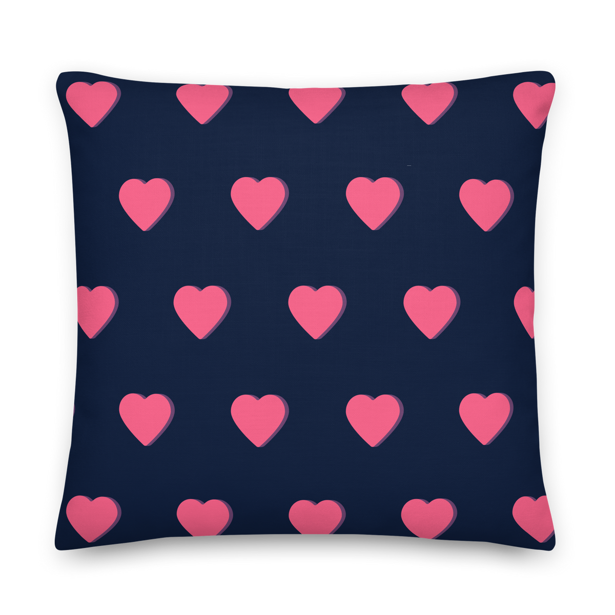 Cuscino Decorativo con Cuori – Blu Navy e Rosa