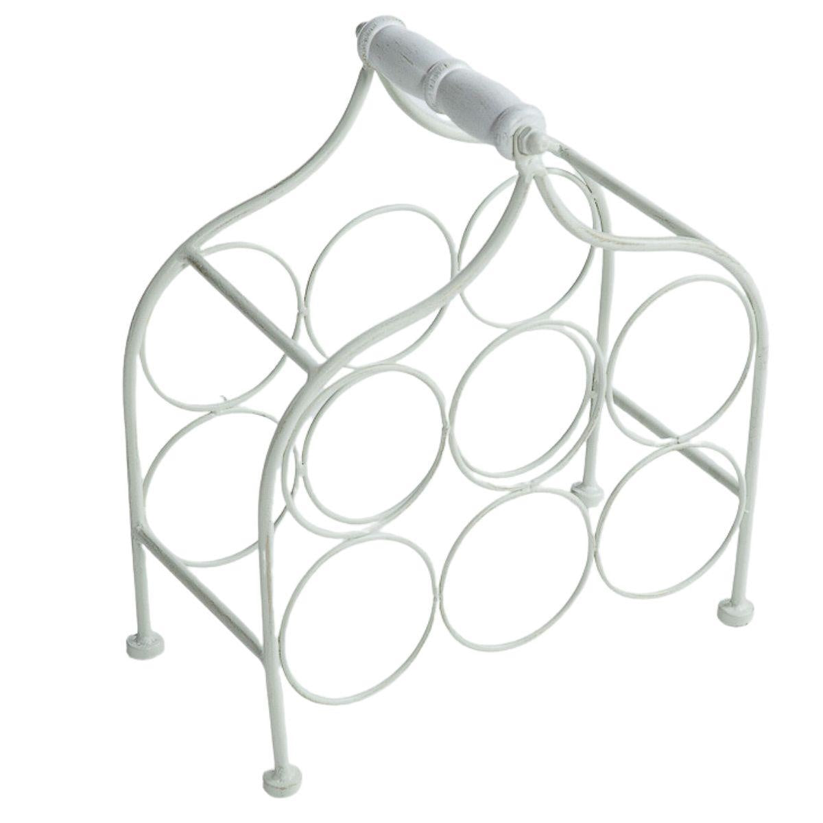 Portabottiglie in Metallo Bianco per 6 Bottiglie