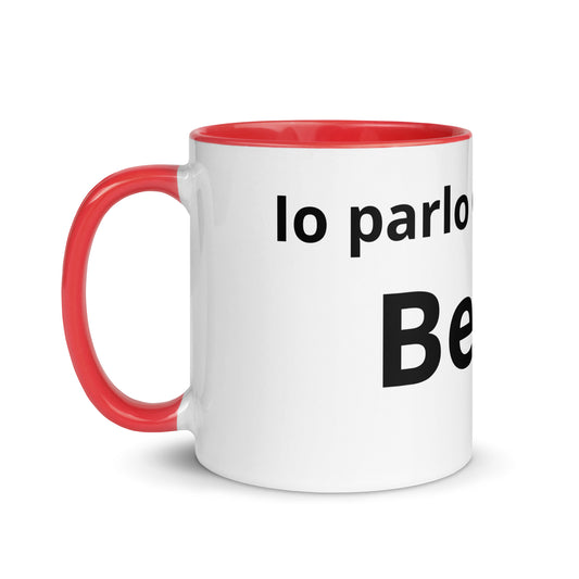 Tazza Belin Io parlo Genovese 11 oz con manico rosso a sinistra