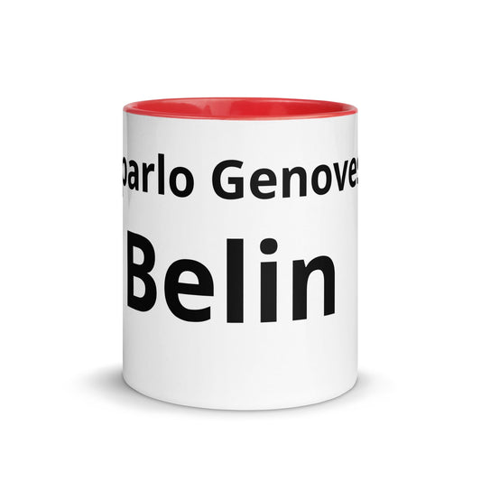 Tazza Belin Io parlo Genovese bianca con interno rosso, idea regalo di Natale per genovesi