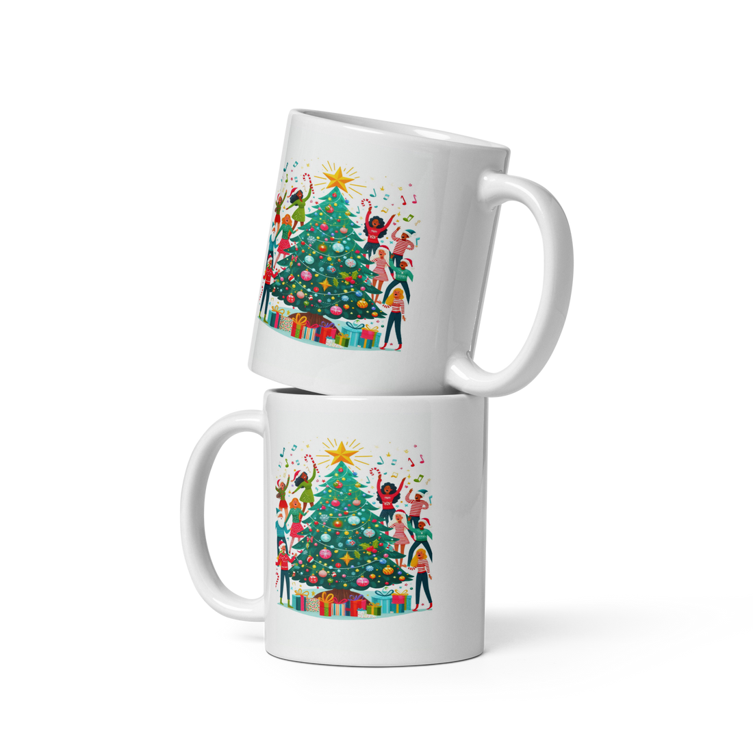 Tazza natalizia in ceramica con albero di Natale in festa, idea regalo di Natale Casa Dolce Inverno