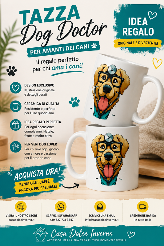 Tazza Cane Veterinario Divertente con Occhiali – Il Regalo che Fa Sorridere Chi Ama i Cani