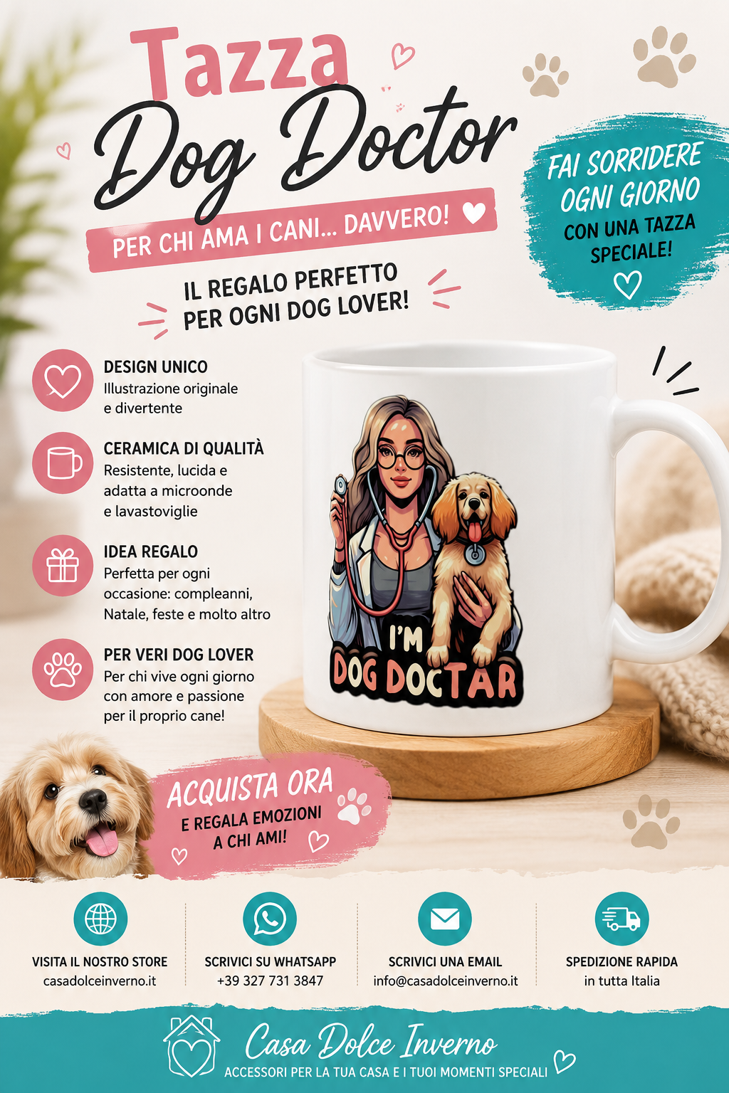 Tazza Veterinaria Personalizzata "Dog Doctor", Idea Regalo per Veterinari Amanti dei Cani