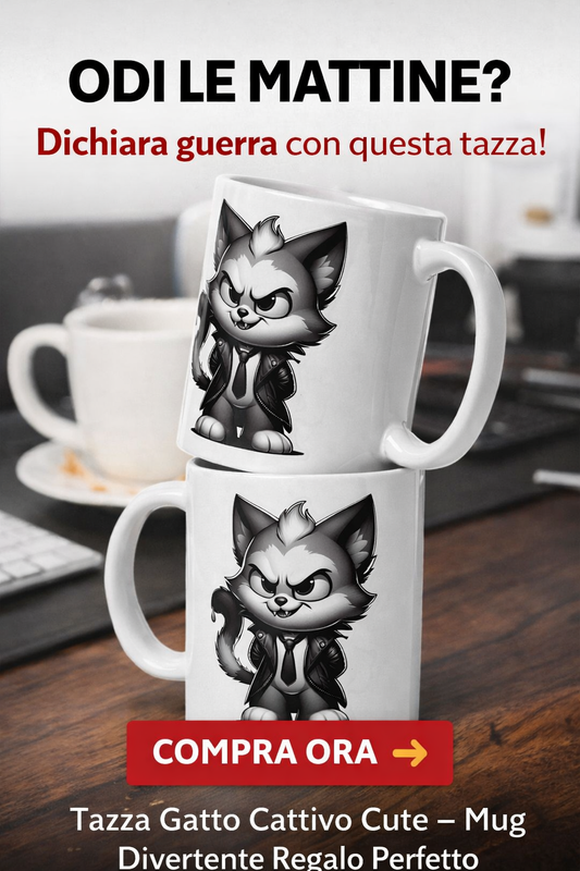 Tazza Gatto Cattivo Cute – Mug Divertente per Mattine Difficili | Idea Regalo Originale