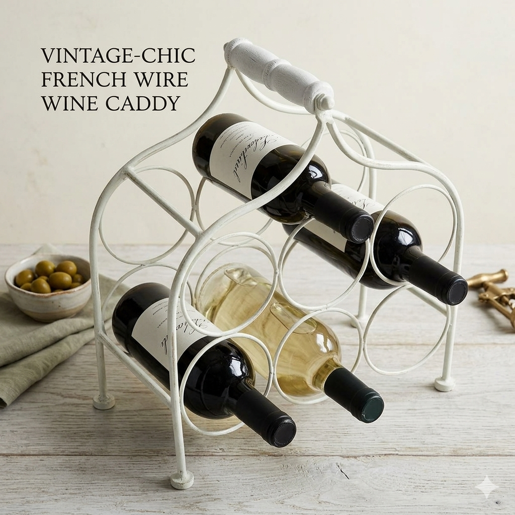 Portabottiglie in Metallo Bianco per 6 Bottiglie