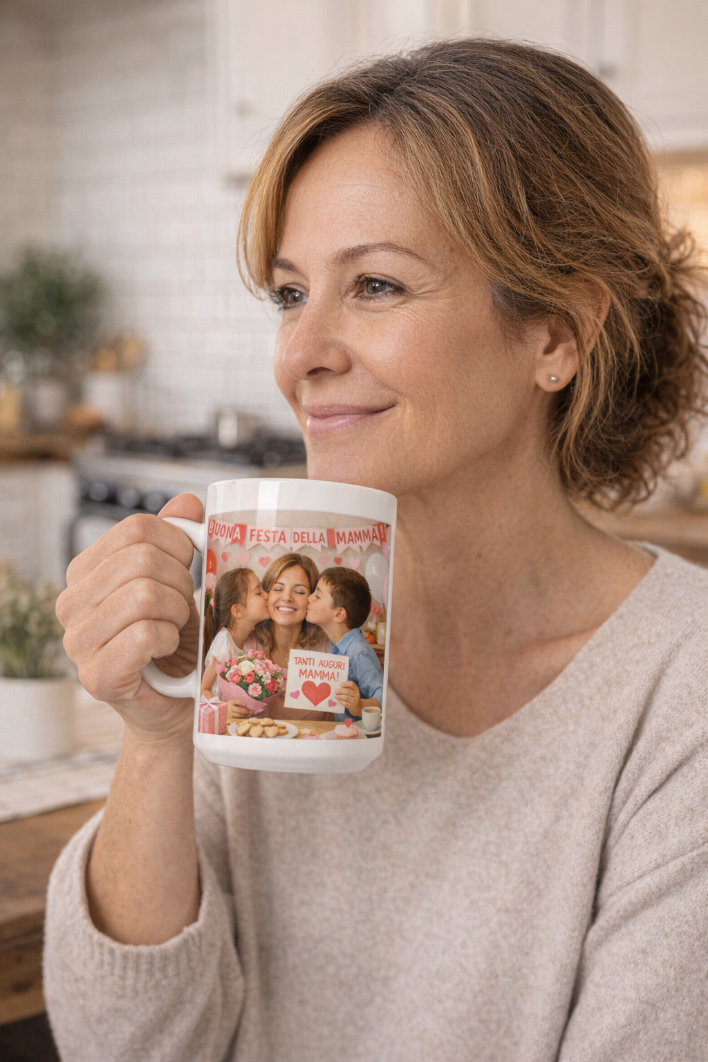 TazzaMug Bianca in Ceramica Con disegno personalizzato per la Festa della Mamma