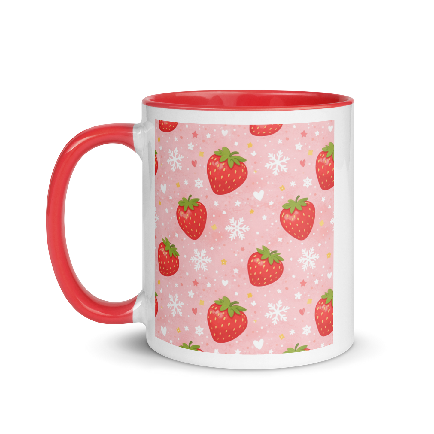 Tazza Bianca con Fragole Rosse | Tazza in Ceramic