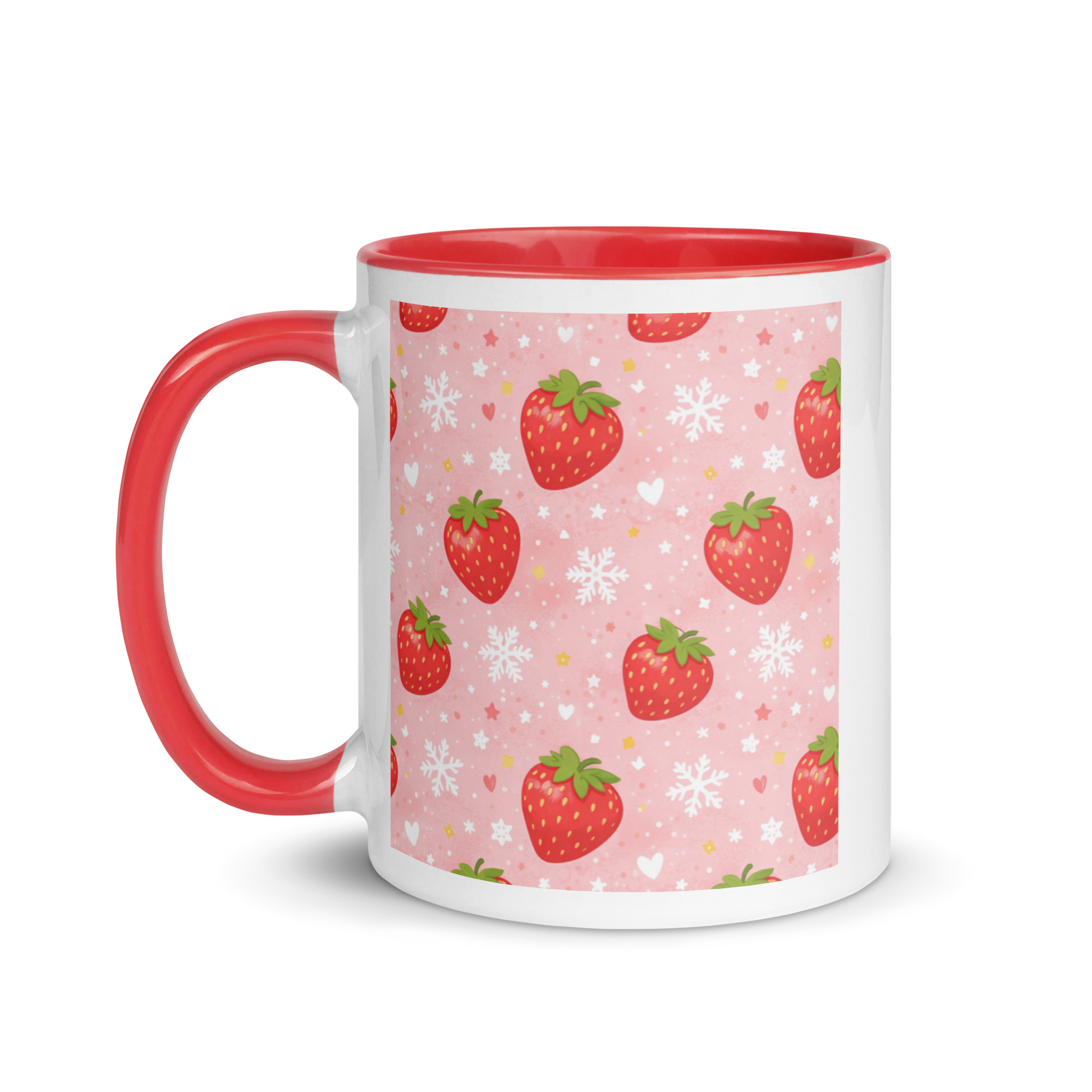 Tazza Bianca con Fragole Rosse | Tazza in Ceramic