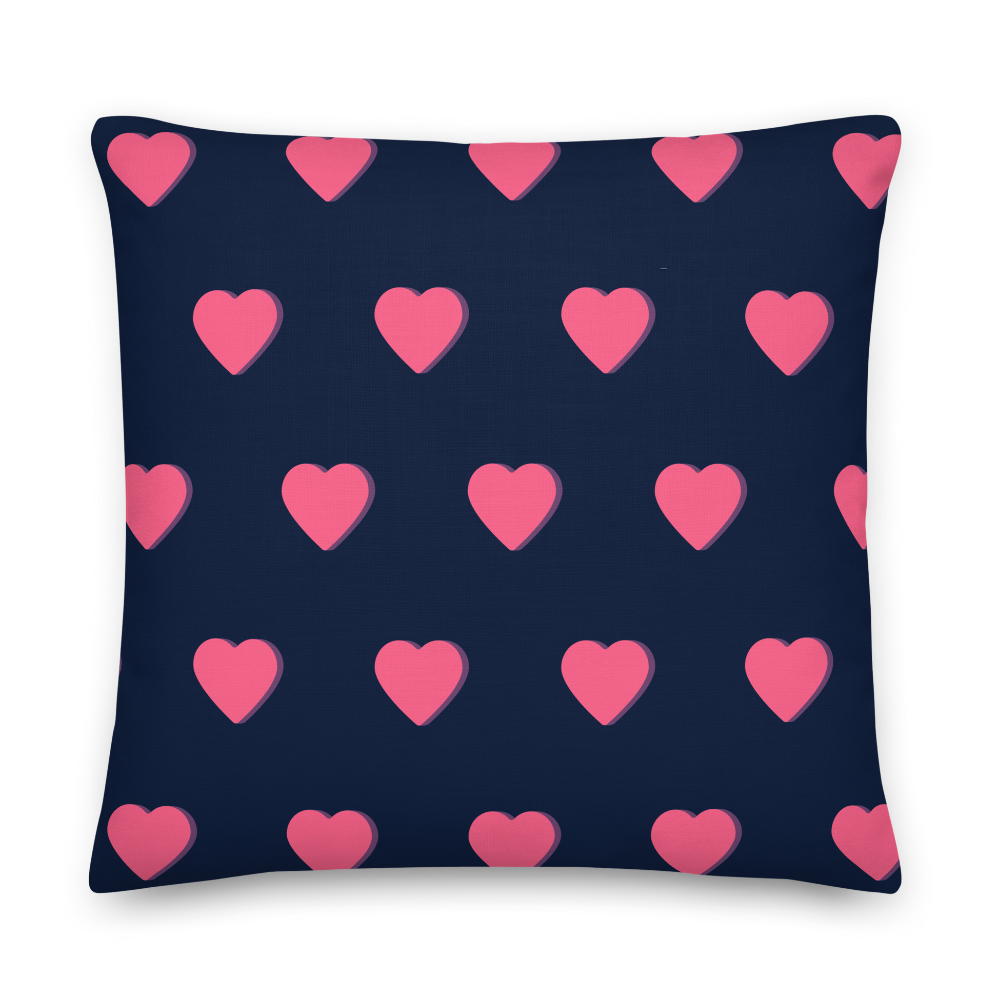 Cuscino Decorativo con Cuori – Blu Navy e Rosa