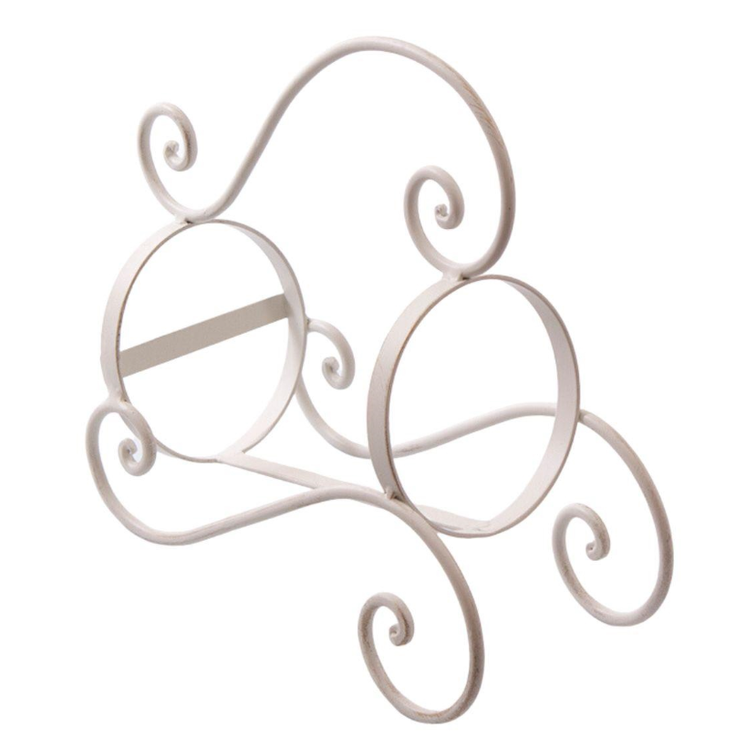 Portabottiglie singolo decorativo in metallo bianco dallo stile moderno ed elegante per cucina e salotto - Casa Dolce Inverno