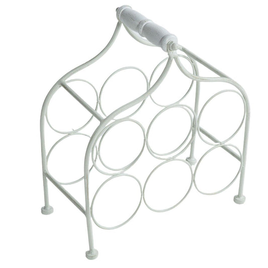 Portabottiglie in Metallo Bianco per 6 Bottiglie