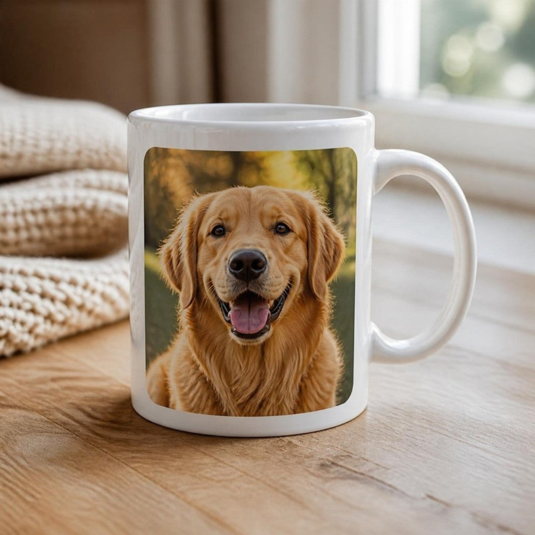 Tazza personalizzata con foto del cane stampata su ceramica bianca 11 oz
