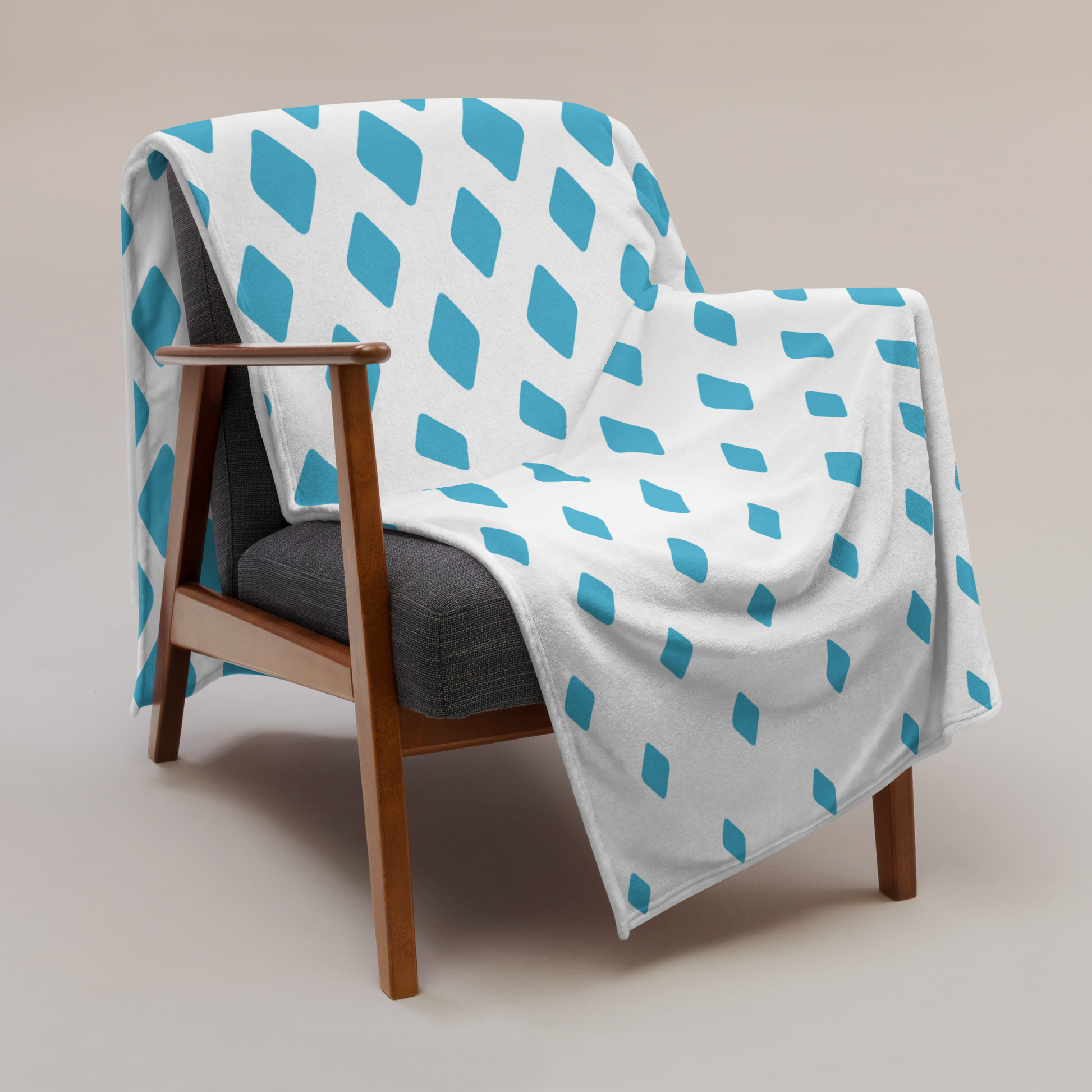 Coperta Bianca con disegni di  Geometrica Azzurra Morbida