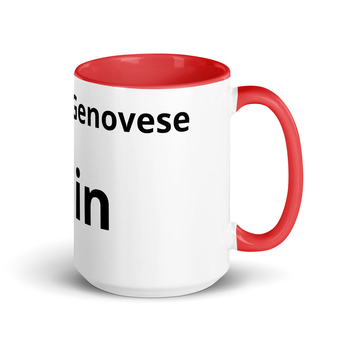 Tazza Belin Io parlo Genovese 15 oz con manico rosso a destra